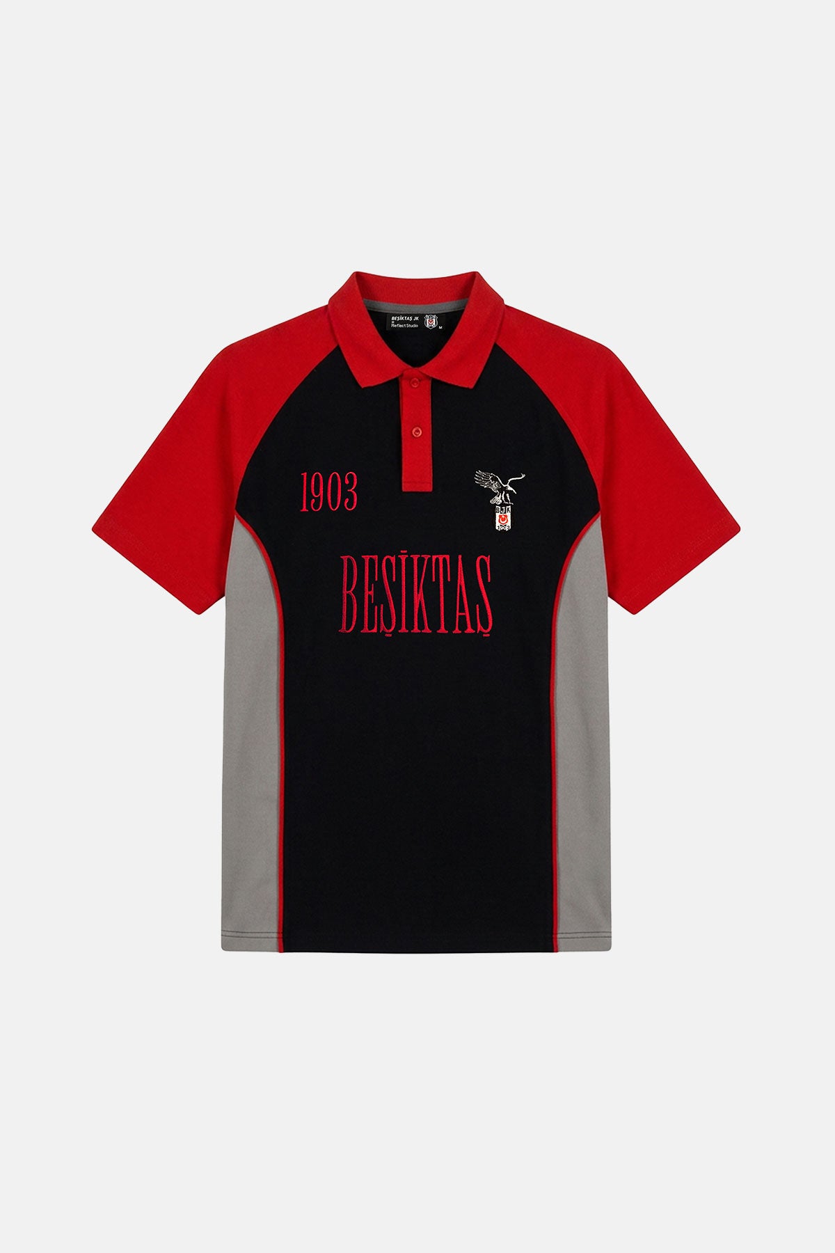 Beşiktaş Retro Polo Yaka T-shirt- Siyah/Kırmızı - Görsel 2