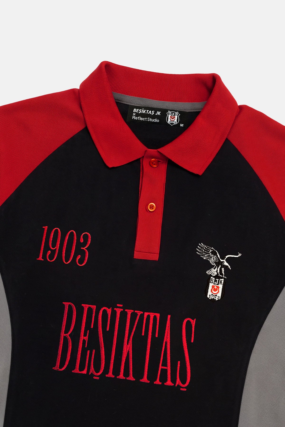 Beşiktaş Retro Polo Yaka T-shirt- Siyah/Kırmızı - Görsel 3