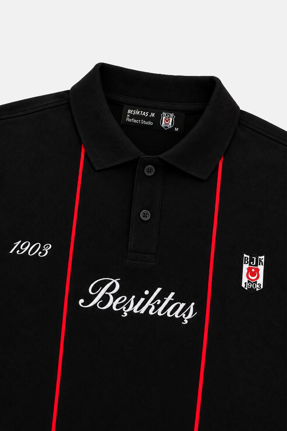 Beşiktaş 1903 Şeritli Polo T-shirt - Siyah - Görsel 2