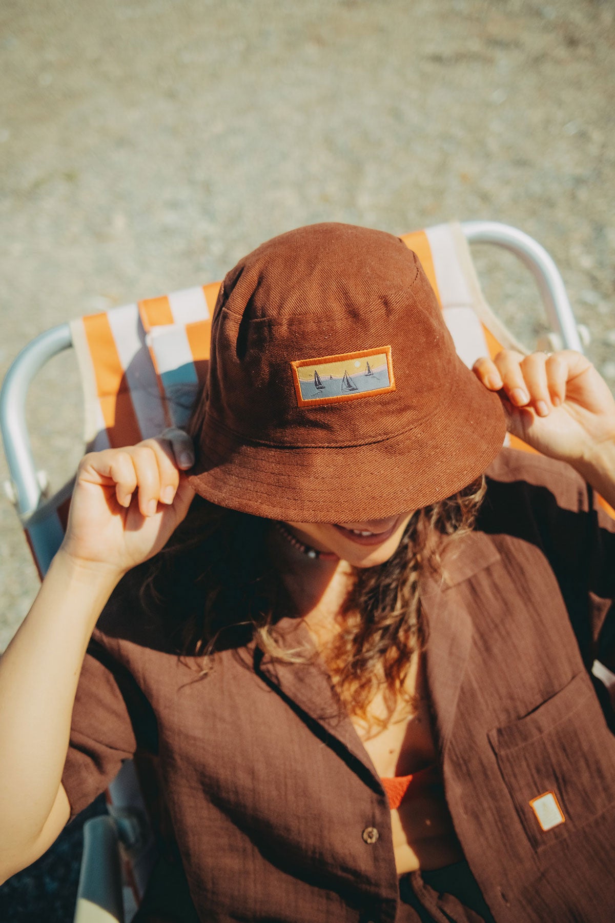 Yelkenli Gabardin Bucket Hat - Kakao - Görsel 3