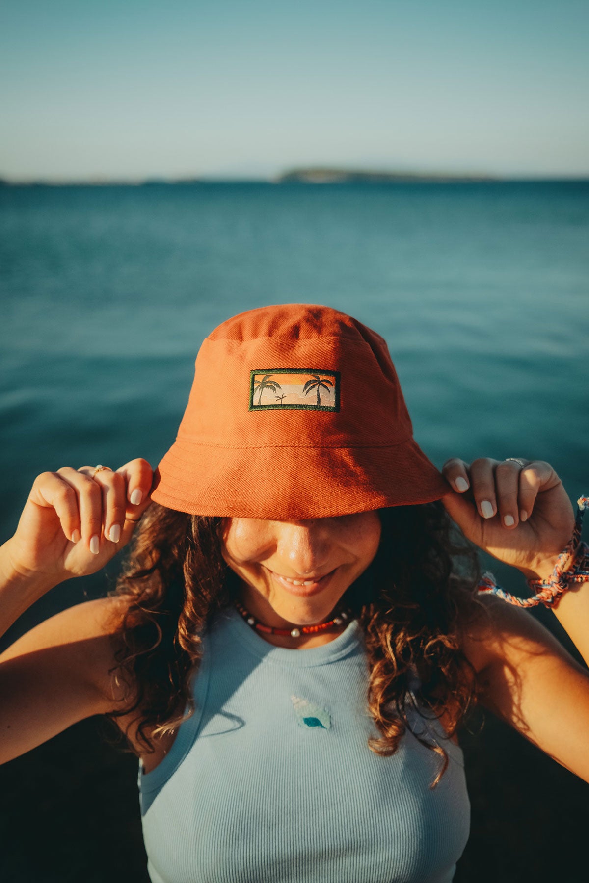 Palmiye Gabardin Bucket Hat - Çömlek - Görsel 2