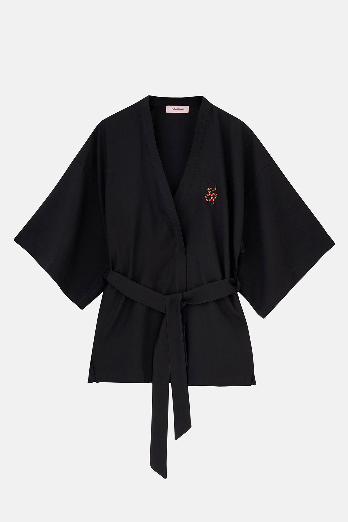 Mercan Yılanı TENCEL™ Kimono - Siyah - Görsel 4