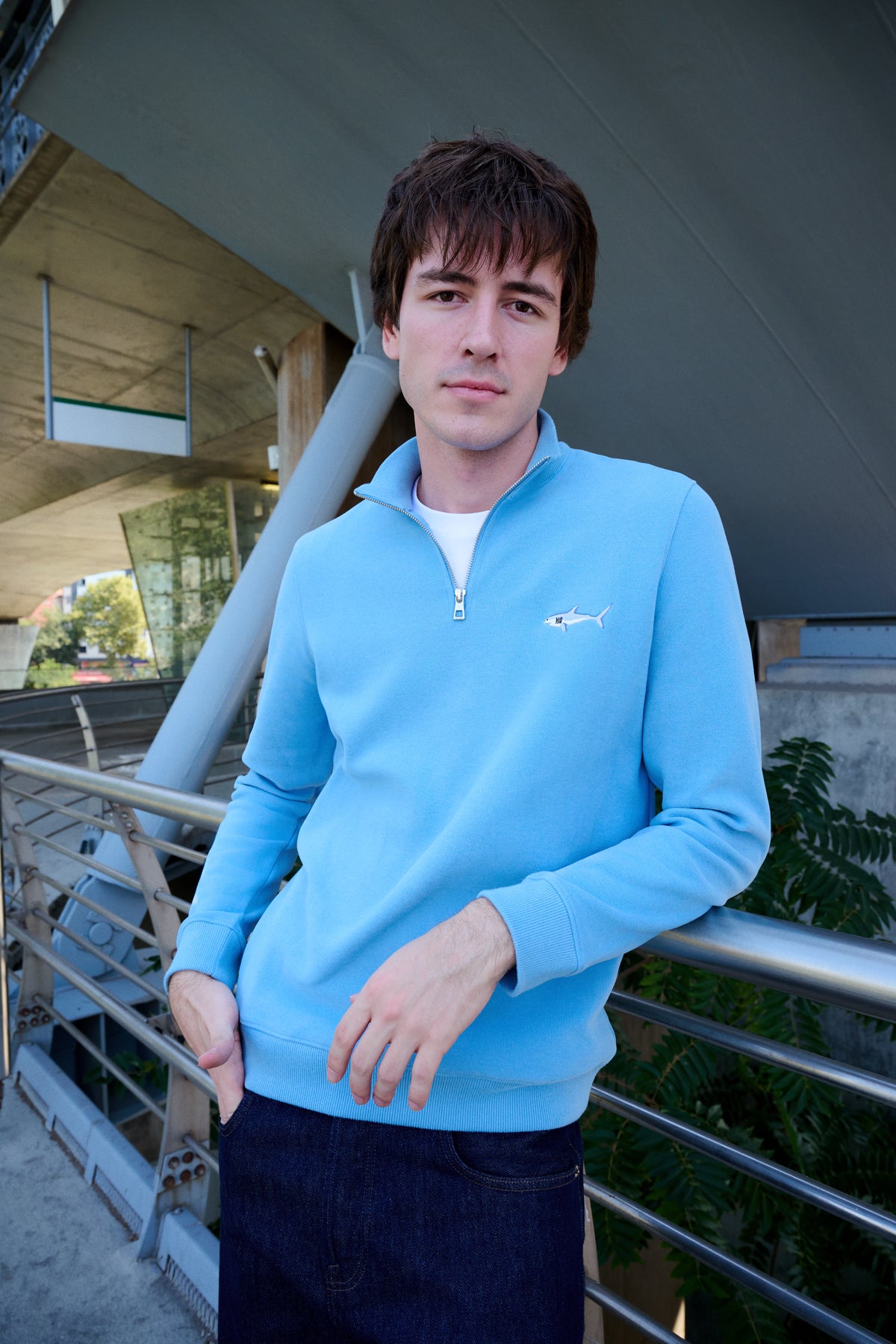 Büyük Beyaz Köpekbalığı SuperSoft Quarter-Zip Sweatshirt - Açık Mavi - Görsel 3