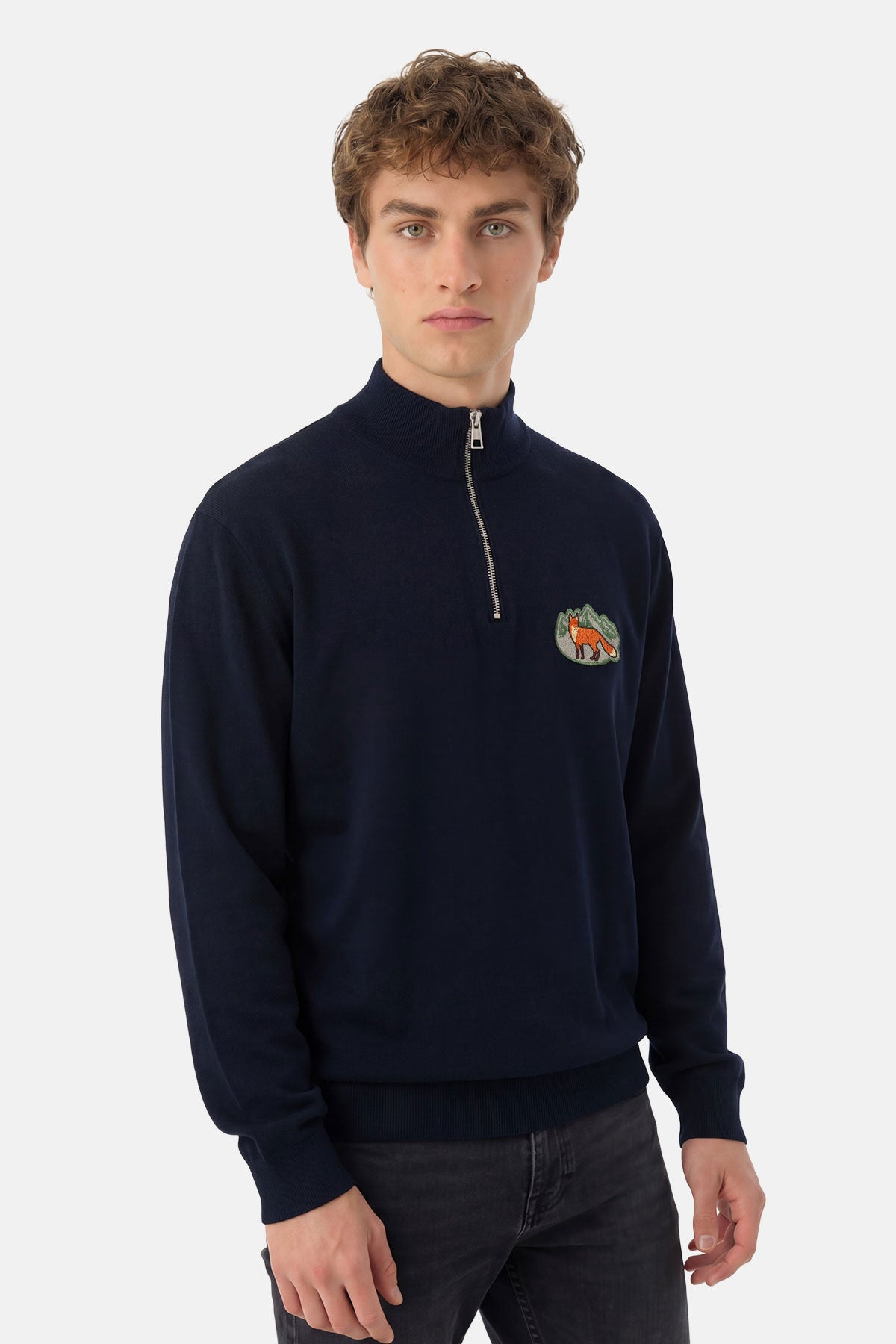 Kızıl Tilki SuperSoft Quarter-Zip Sweatshirt - Lacivert - Görsel 4