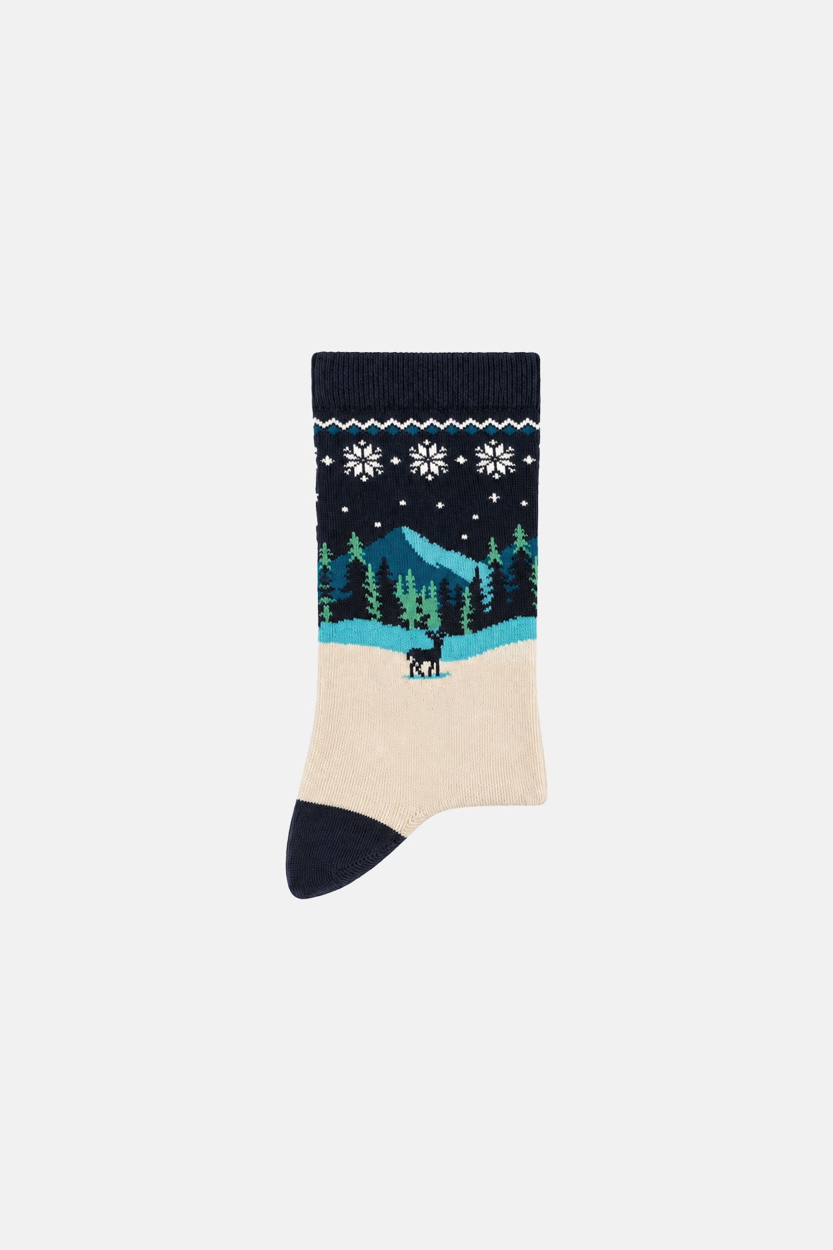 Karlı Dağlar Jakarlı Çorap - Multicolor - Görsel 2