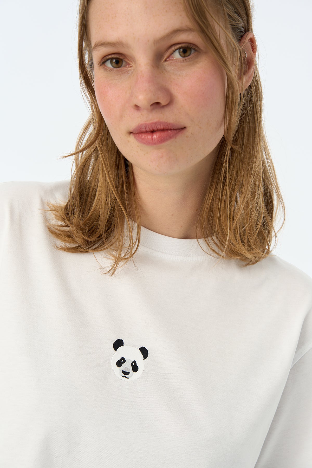 Panda Lightweight Crop T-Shirt - Beyaz - Görsel 2