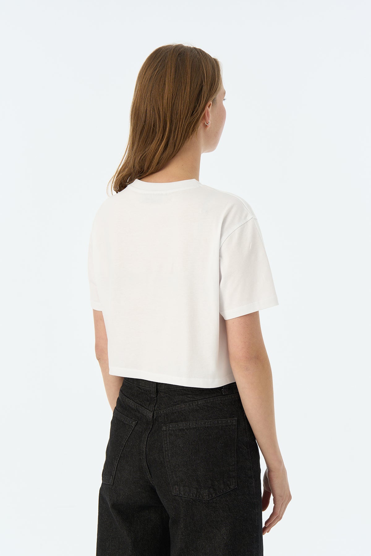 Panda Lightweight Crop T-Shirt - Beyaz - Görsel 3