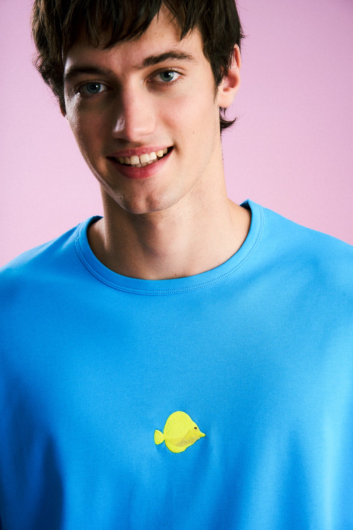 Yellow Tang Oversize Premium T-Shirt - Mavi - Görsel 4