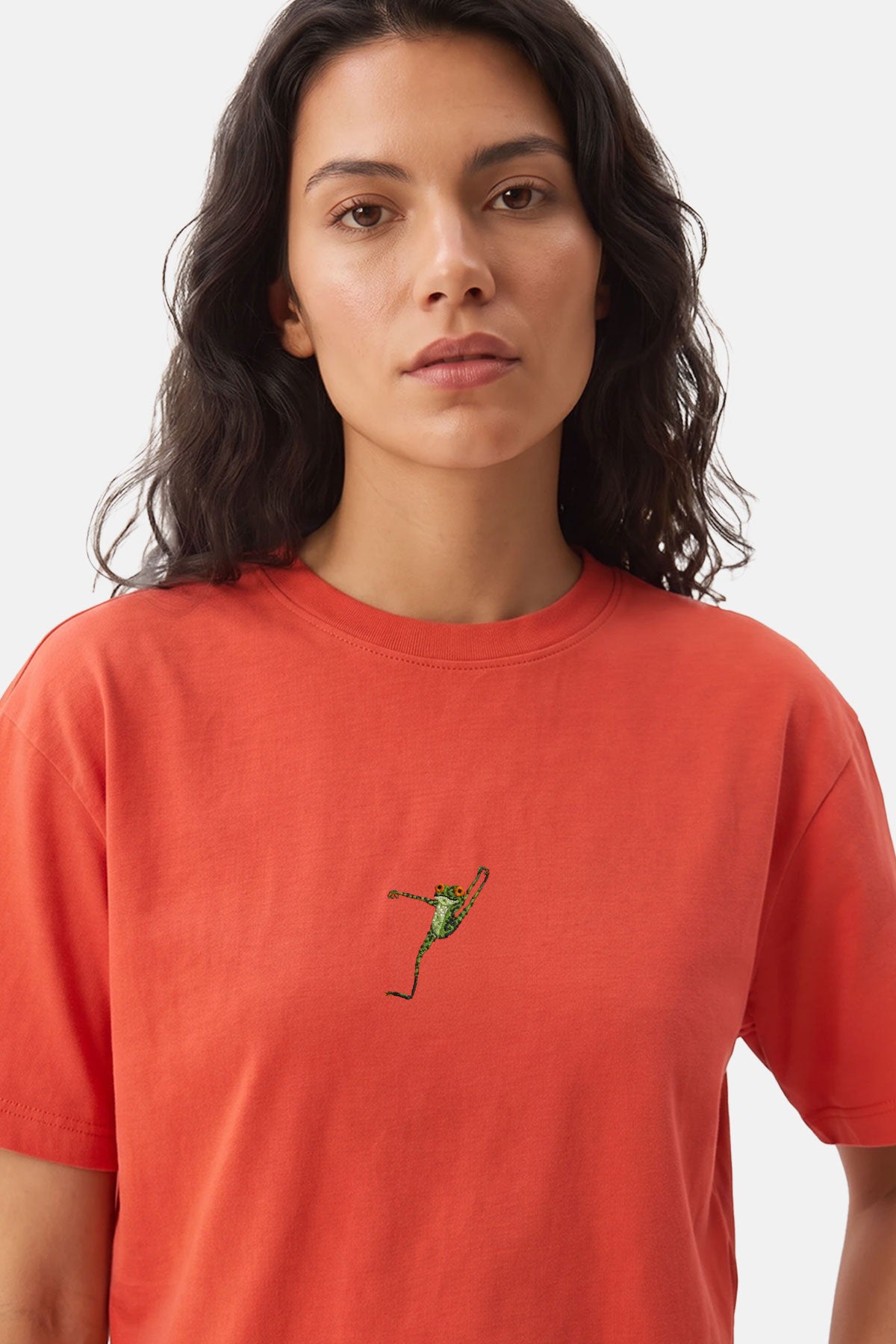 Kurbağa Lightweight Crop T-shirt - Turuncu - Görsel 3