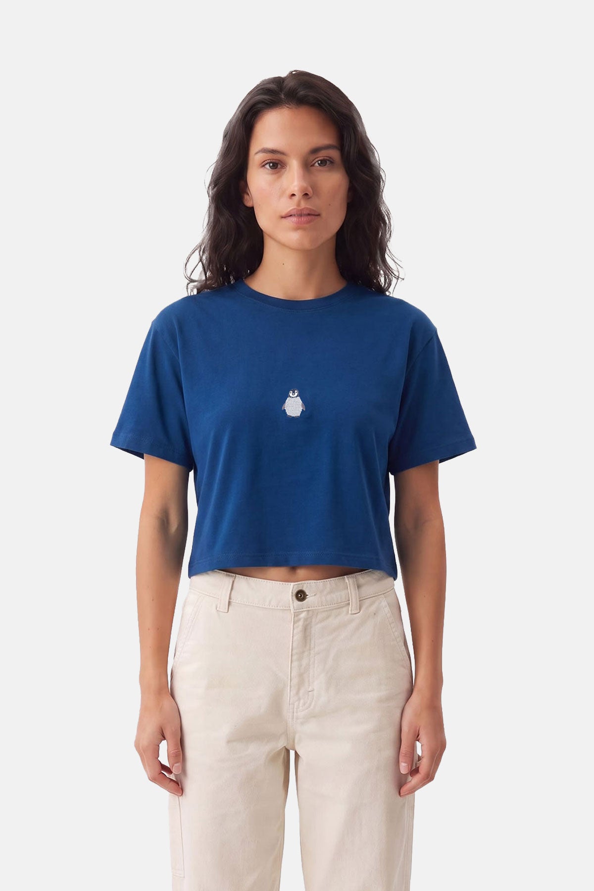 Yavru İmparator Penguen Lightweight Crop T-shirt - Lacivert - Görsel 3
