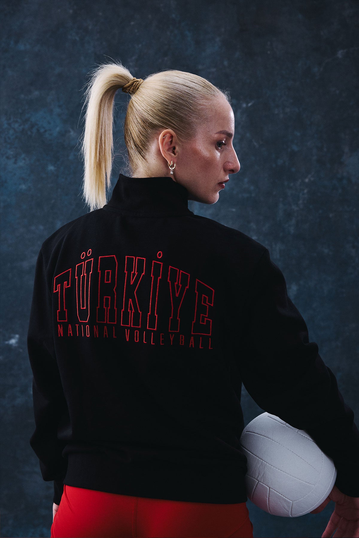 Türkiye Milli Voleybol Takımı Fermuarlı Premium Sweatshirt - Siyah - Görsel 2