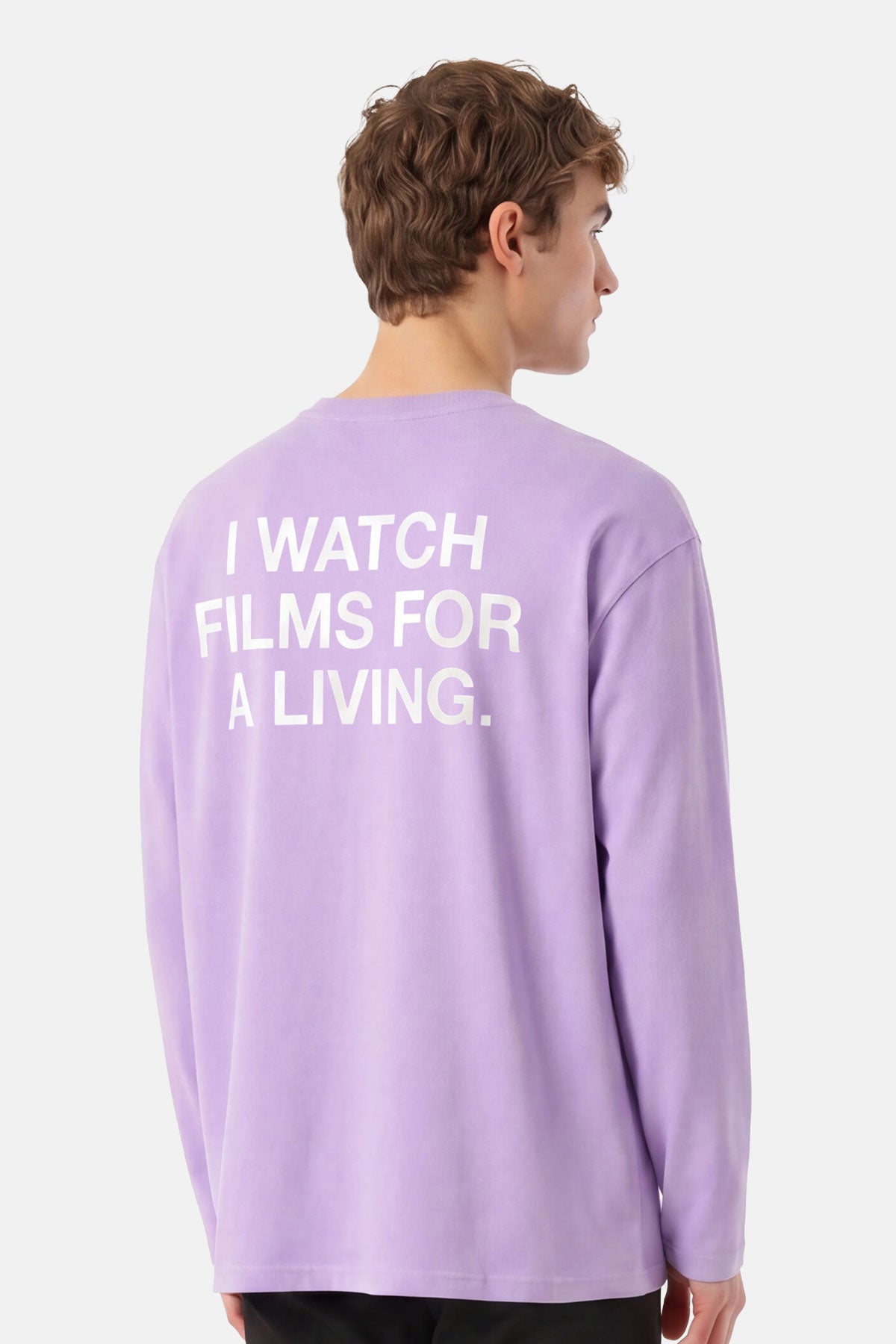 I Watch Films For A Living Uzun Kollu Premium T-shirt - Mor - Görsel 3